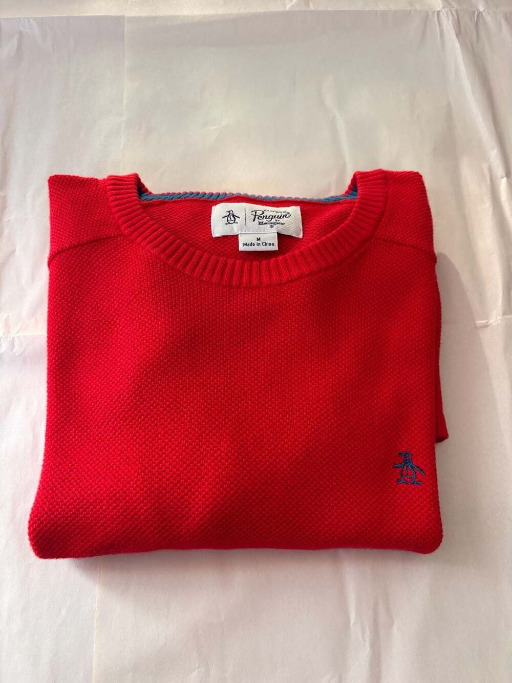 Original Penguin Mens Honeycomb Crewneck Sweater Red Size M
